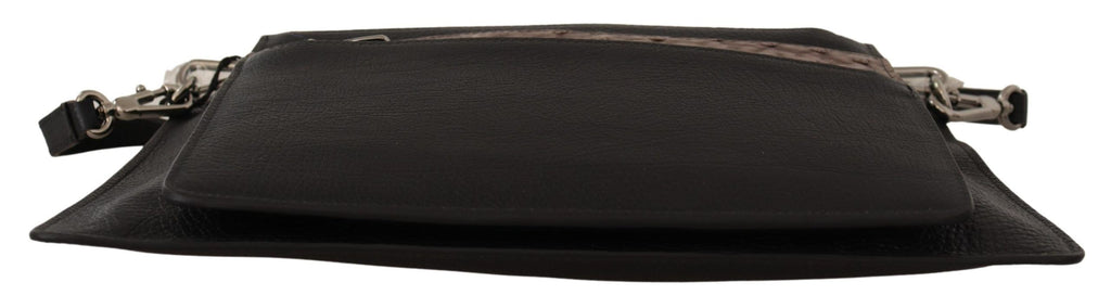 Dolce & Gabbana Black Exotic Leather Shoulder Strap Alta Sartoria Bag
