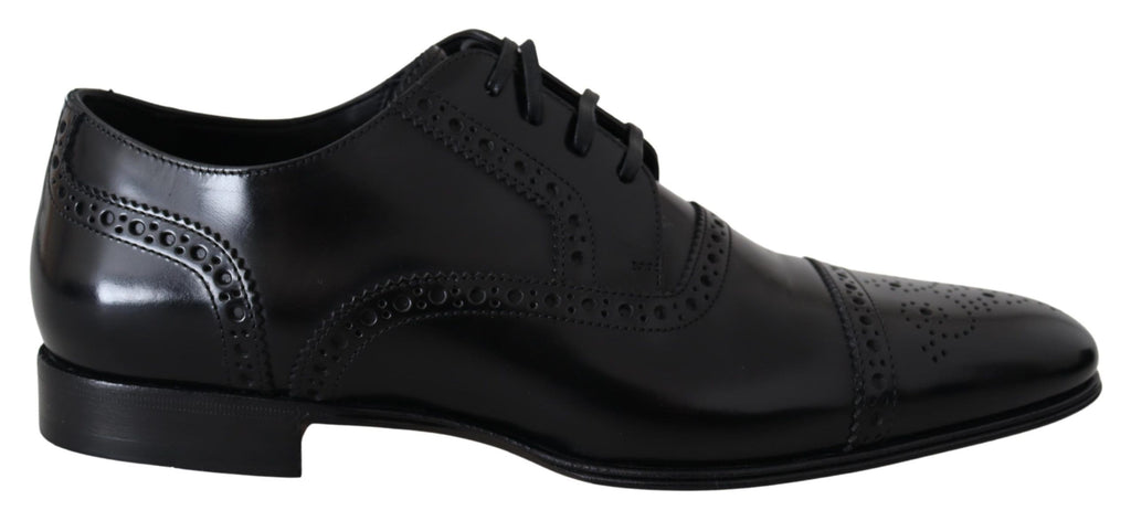 Dolce & Gabbana Schwarz Leder Männer Derby Formal Loafers Schuhe