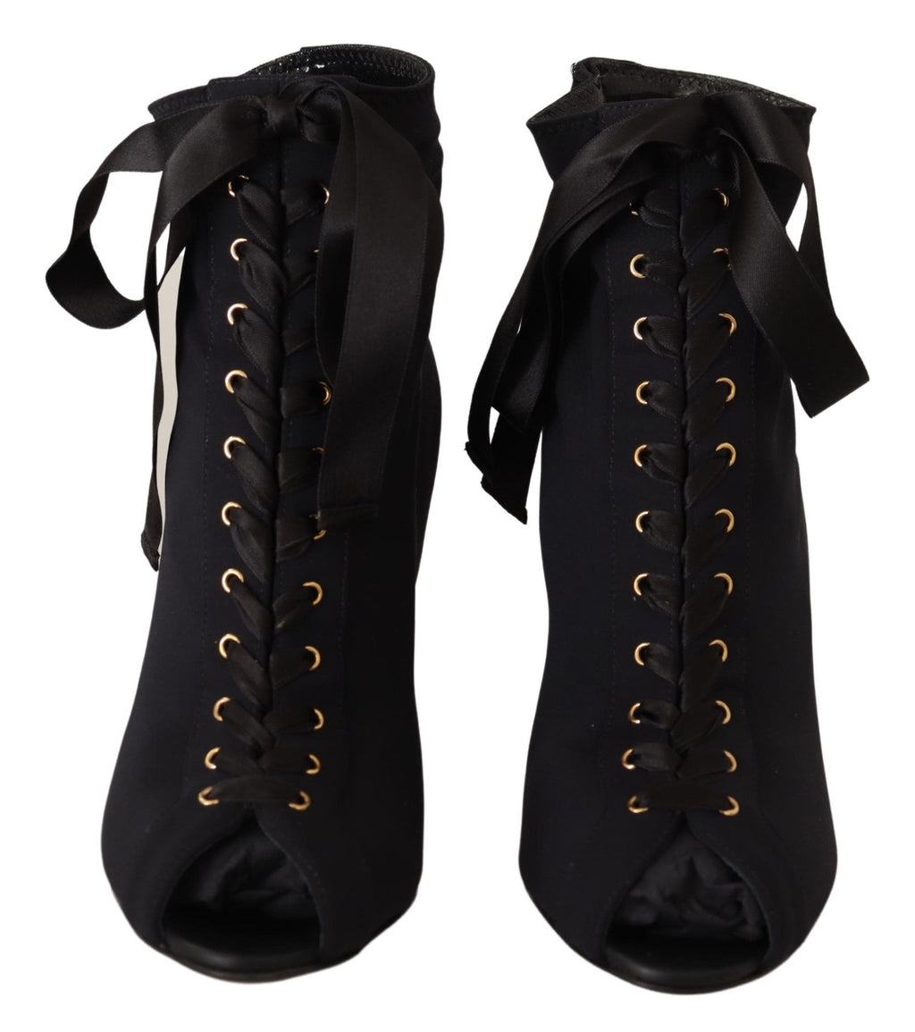 Dolce & Gabbana Schwarze kurze Stretch-Stiefel Schuhe