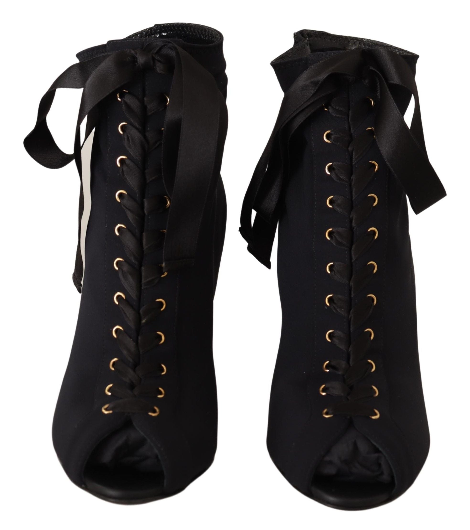Dolce & Gabbana Schwarze kurze Stretch-Stiefel Schuhe