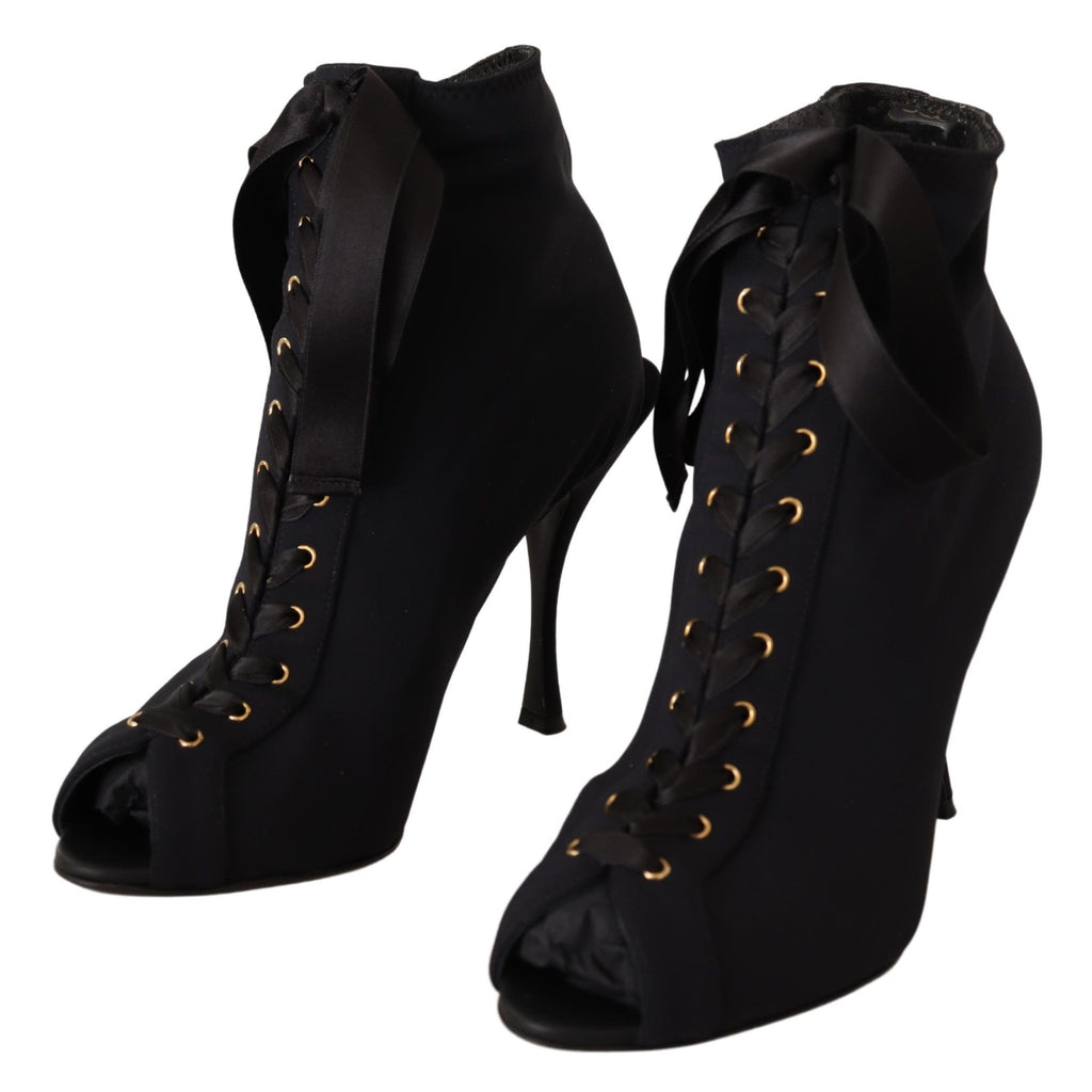 Dolce & Gabbana Schwarze kurze Stretch-Stiefel Schuhe
