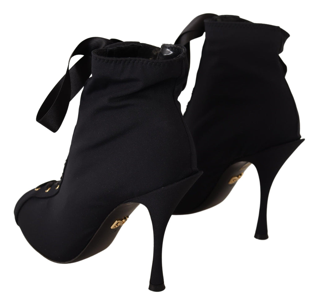 Dolce & Gabbana Schwarze kurze Stretch-Stiefel Schuhe