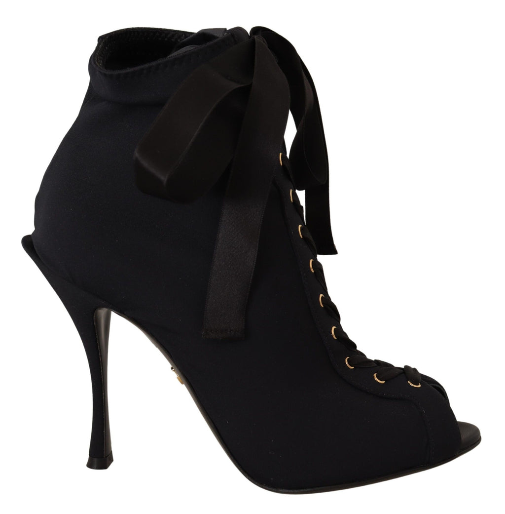 Dolce & Gabbana Schwarze kurze Stretch-Stiefel Schuhe