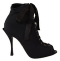 Dolce & Gabbana Schwarze kurze Stretch-Stiefel Schuhe