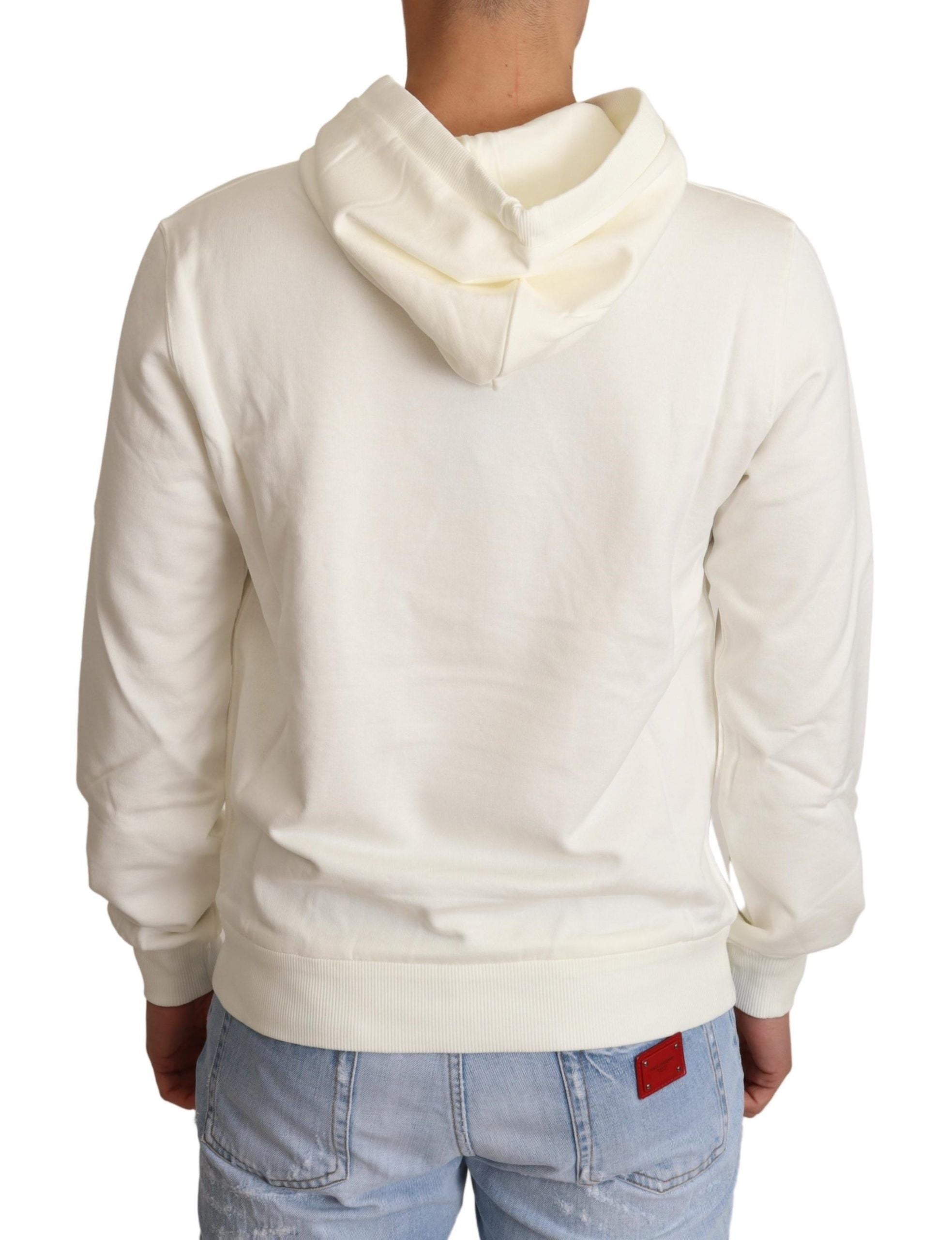 Dolce & Gabbana Weißer King Ceasar Baumwollpullover mit Kapuze
