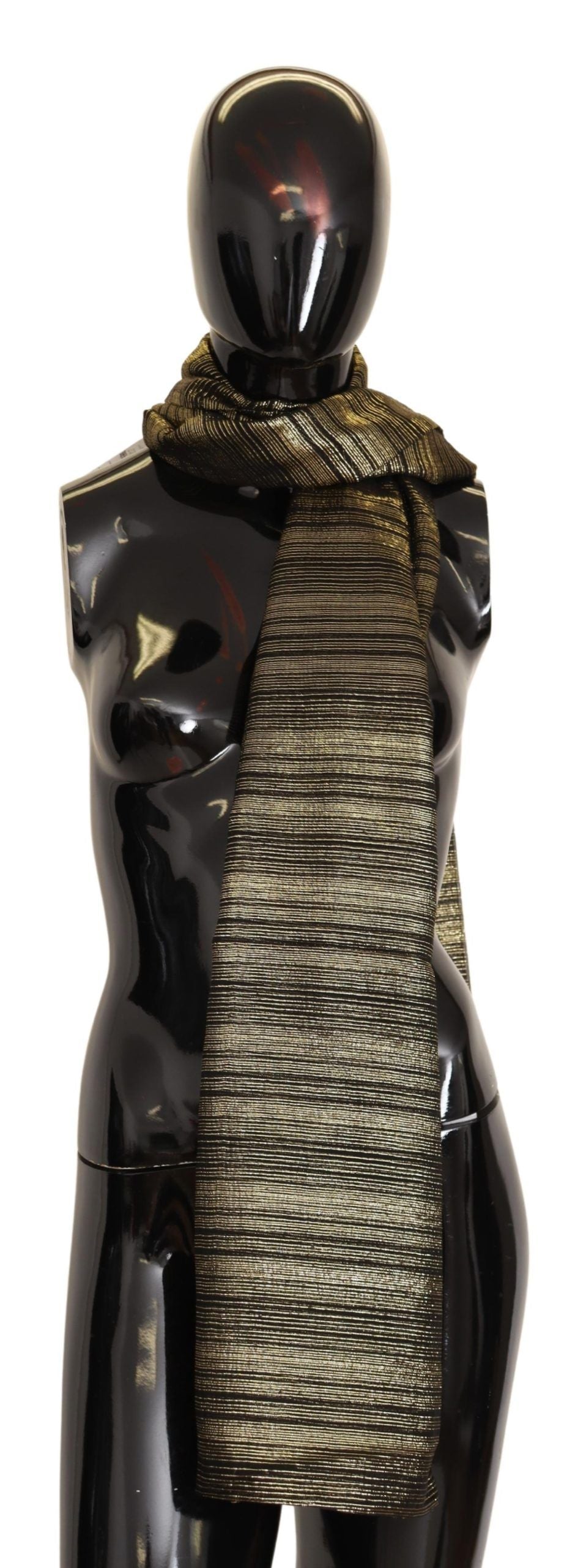 Dolce & Gabbana Metallic Gold Seiden-Stretch-Schal Wickelschal