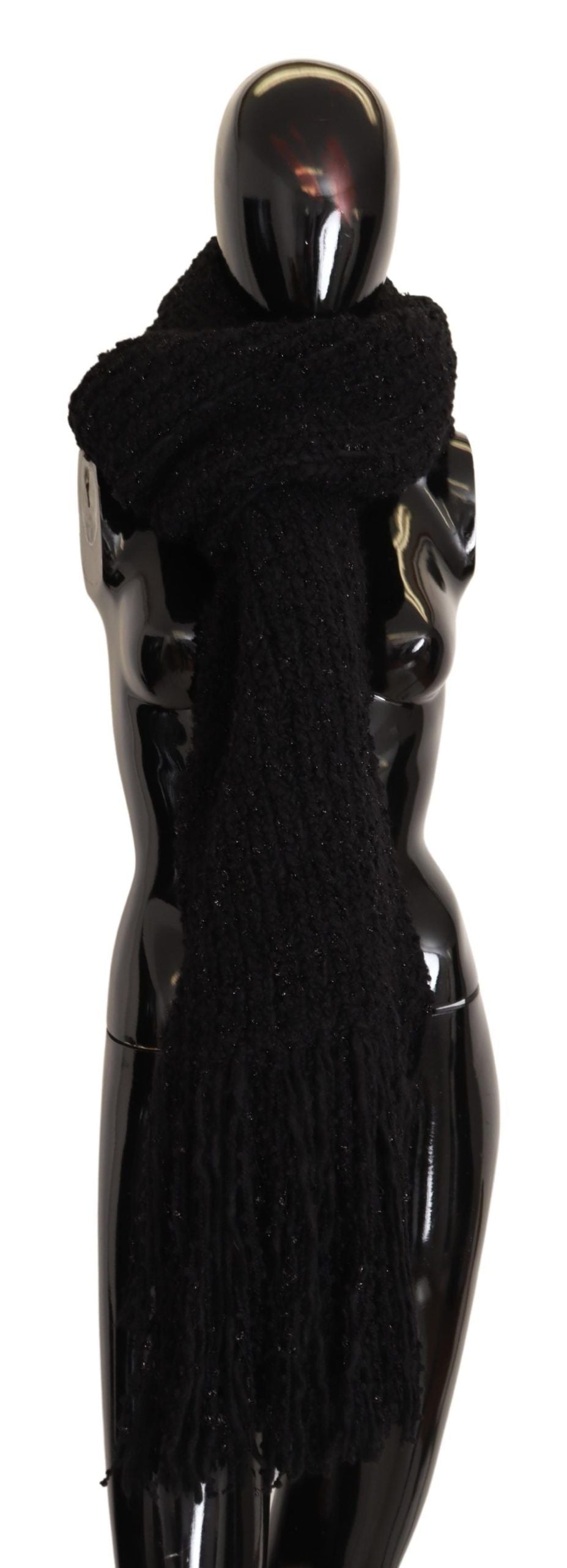 Dolce & Gabbana Black Wool Knit Wrap Scarf