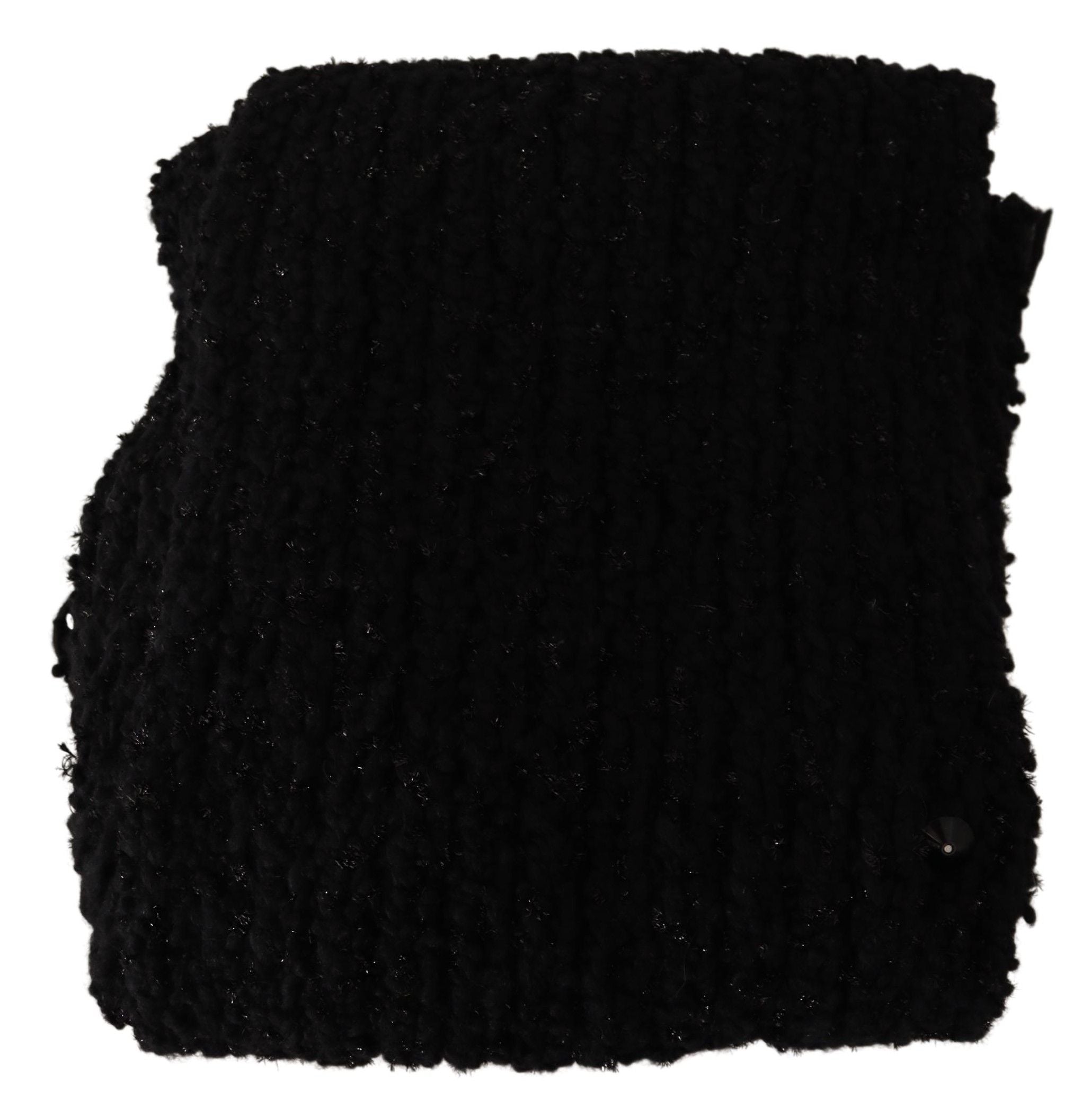 Dolce & Gabbana Black Wool Knit Wrap Scarf