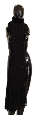 Dolce & Gabbana Black Wool Knit Wrap Scarf