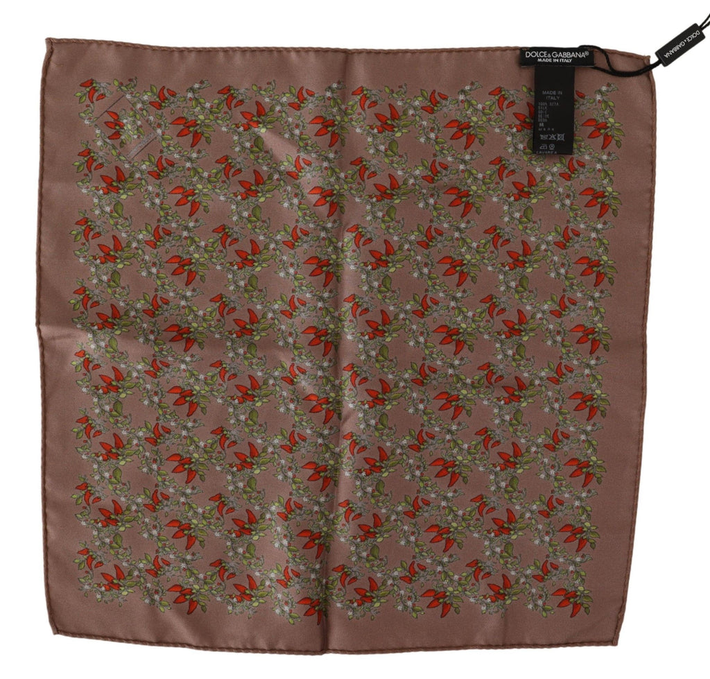 Dolce & Gabbana Brown Carrot Print Silk Handkerchief