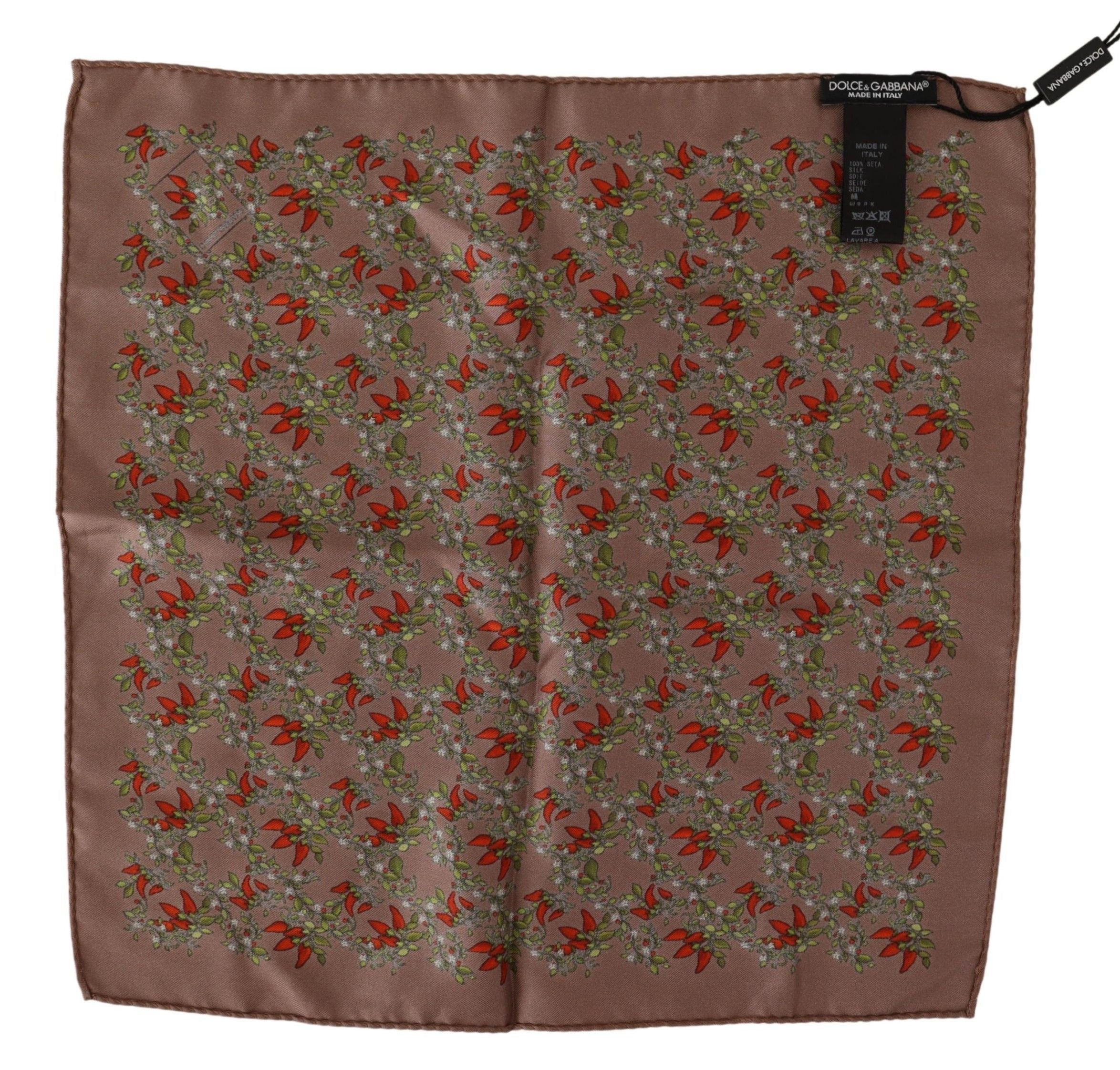 Dolce & Gabbana Brown Carrot Print Silk Handkerchief