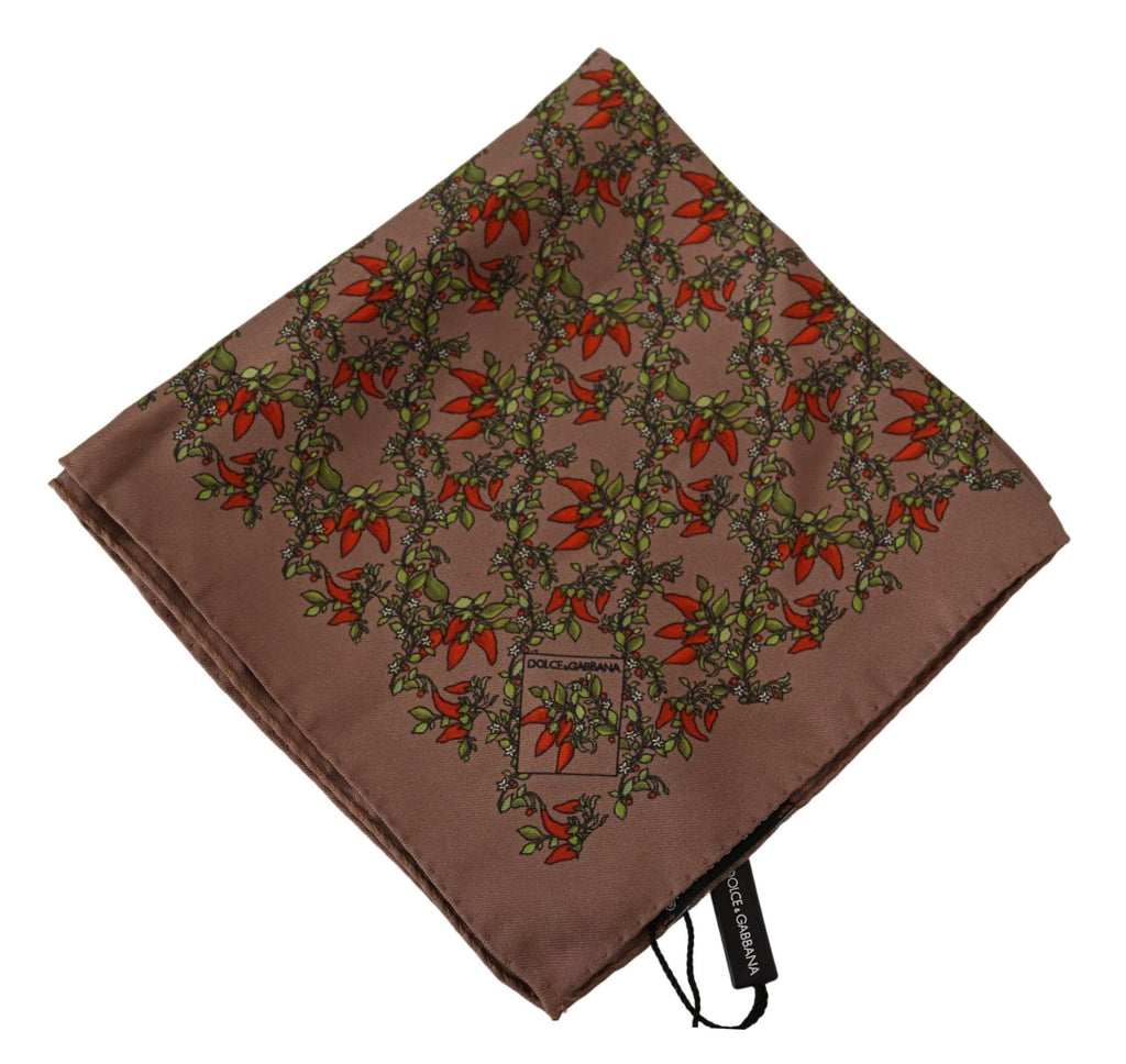 Dolce & Gabbana Brown Carrot Print Silk Handkerchief