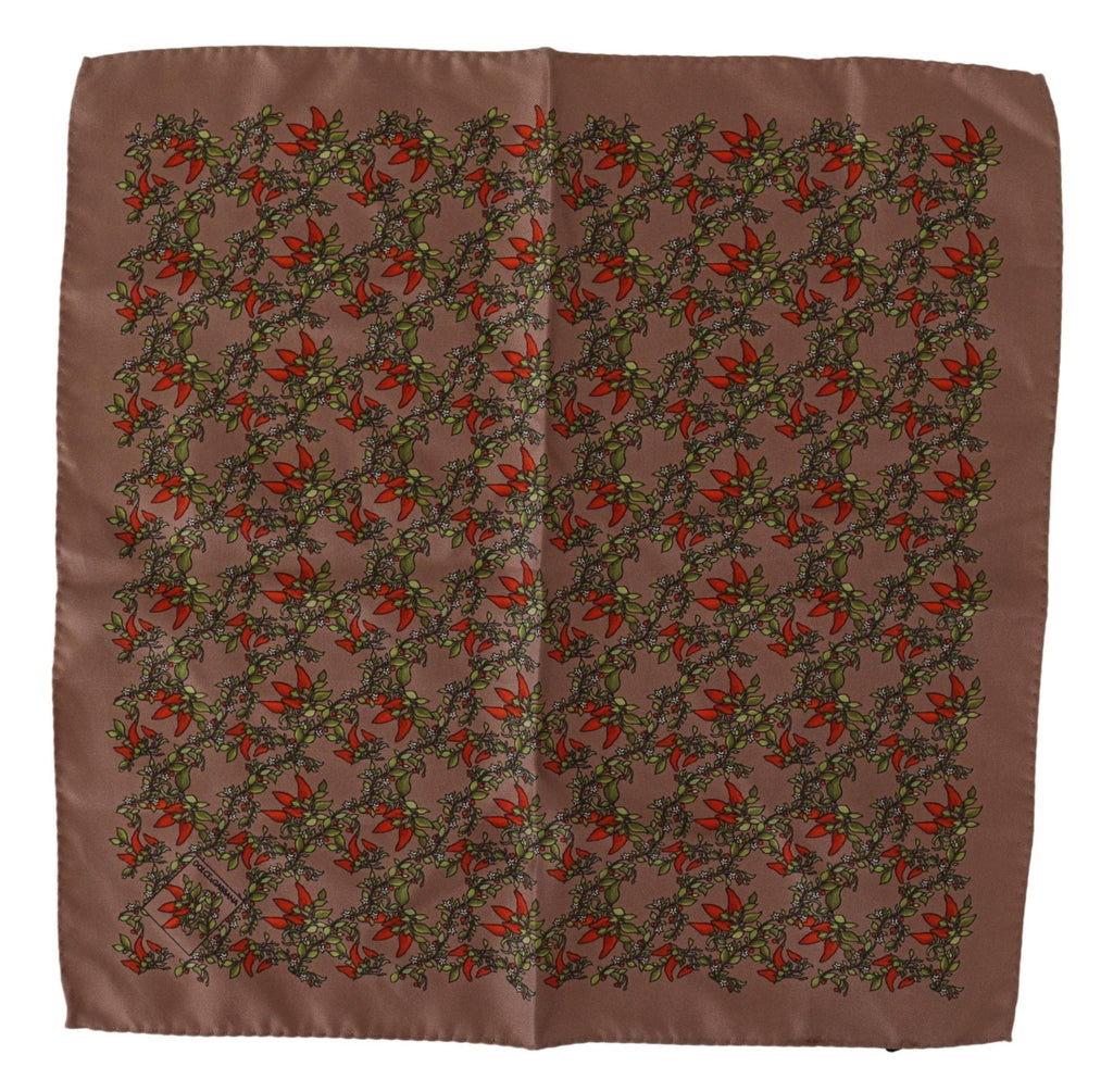 Dolce & Gabbana Brown Carrot Print Silk Handkerchief
