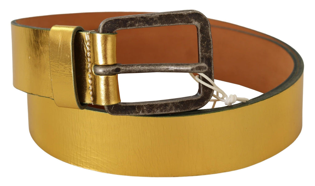 John Galliano Gold Echtes Leder Rustikale Silber Schnalle Gürtel