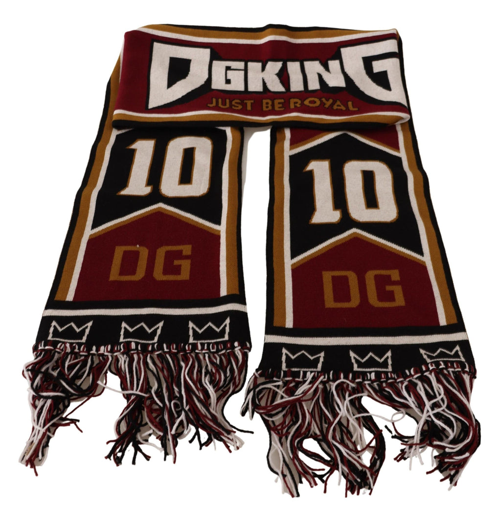 Dolce & Gabbana Multicolor Wool Knit DG King Schal Wickelschal