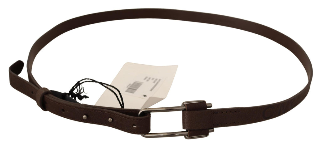 Costume National Brown WX Belt with Silver Metal Buckle