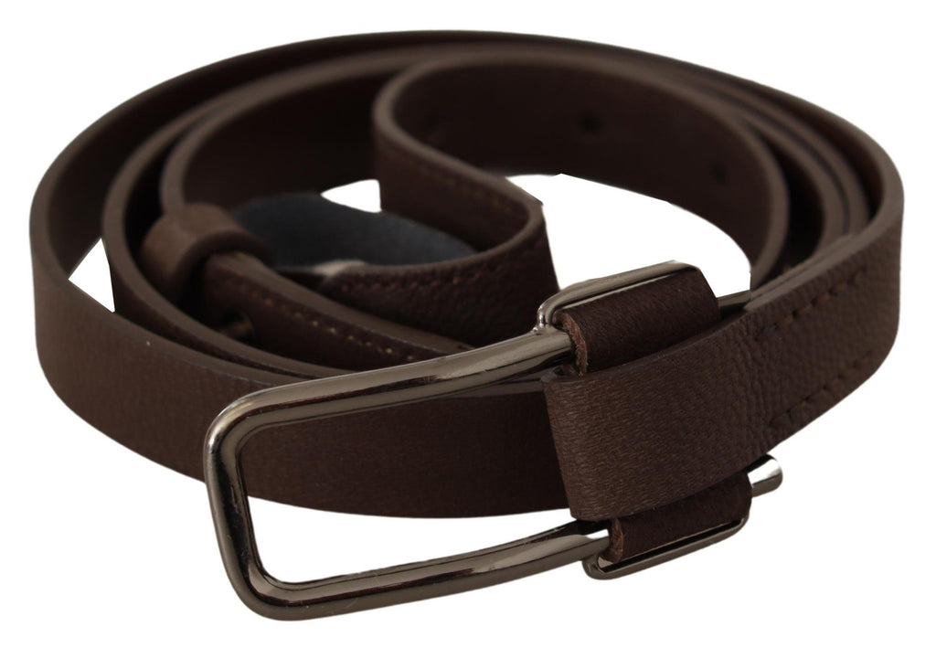Costume National Brown WX Belt with Silver Metal Buckle