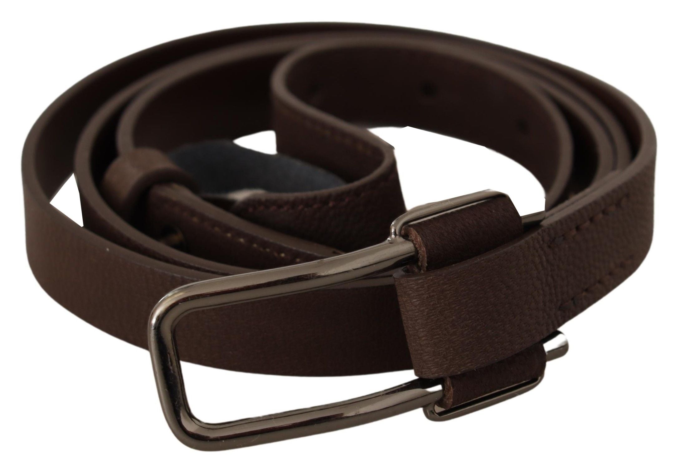 Costume National Brown WX Belt with Silver Metal Buckle
