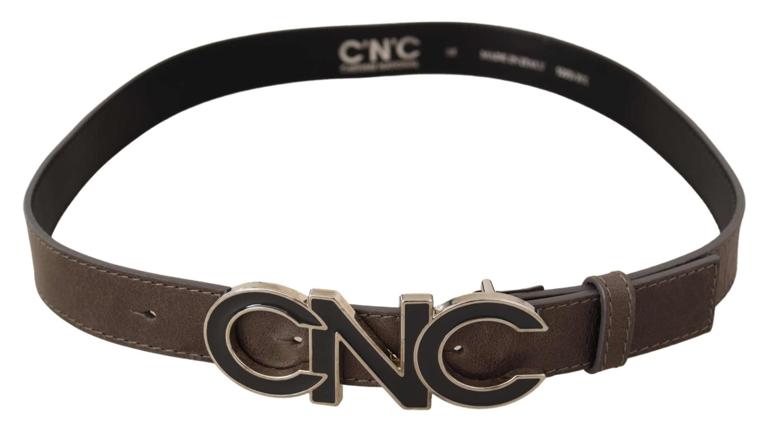 Costume National Brauner Brief Logo Schnalle Gürtel