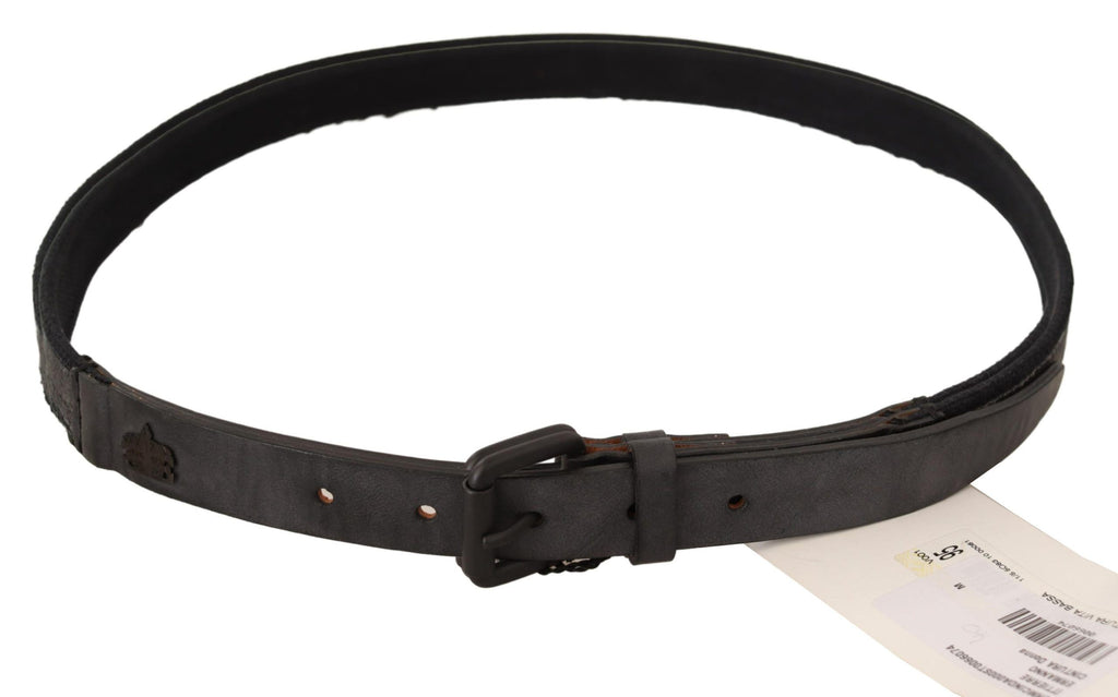 Ermanno Scervino Black Leather Logo Buckle Waist Women's Belt