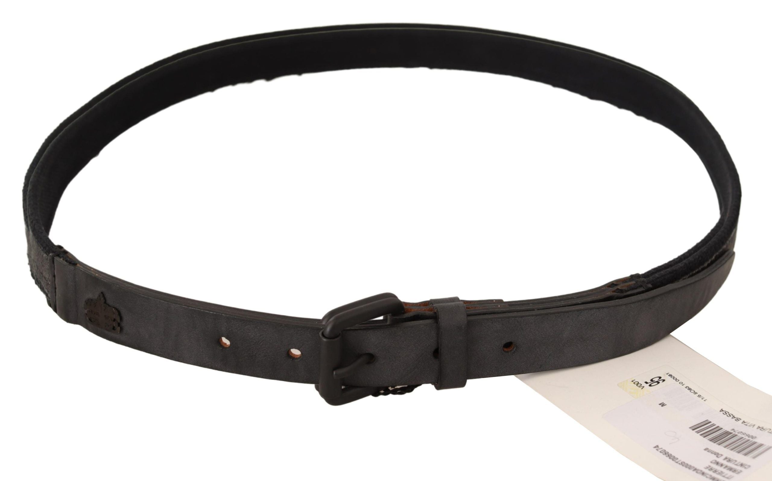 Ermanno Scervino Black Leather Logo Buckle Waist Women's Belt