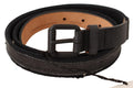 Ermanno Scervino Black Leather Logo Buckle Waist Women's Belt