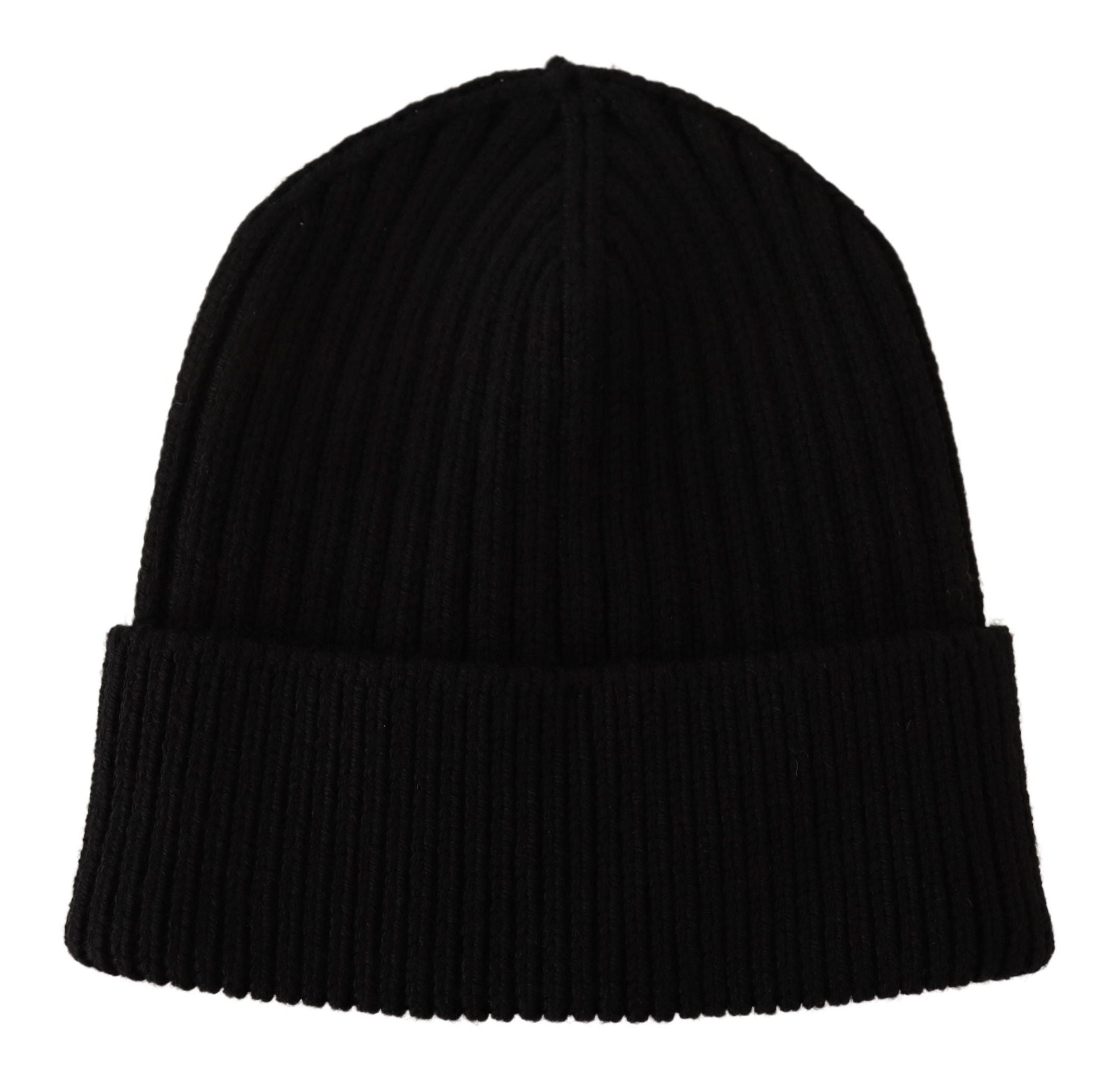 Dolce & Gabbana Schwarzer Wollstrick Damen Wintermütze