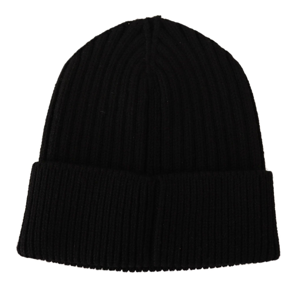 Dolce & Gabbana Schwarzer Wollstrick Damen Wintermütze