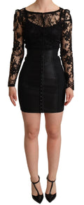 Dolce & Gabbana Schwarzes Bodycon-Minikleid mit Spitzentop