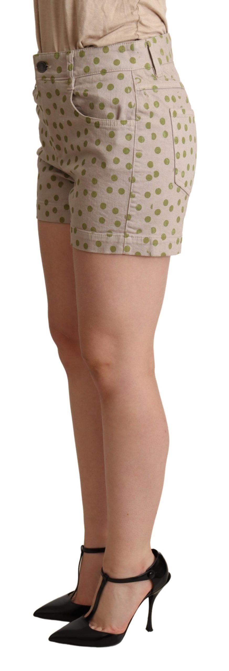 Dolce & Gabbana Beige gepunktete Denim-Baumwoll-Stretch-Shorts