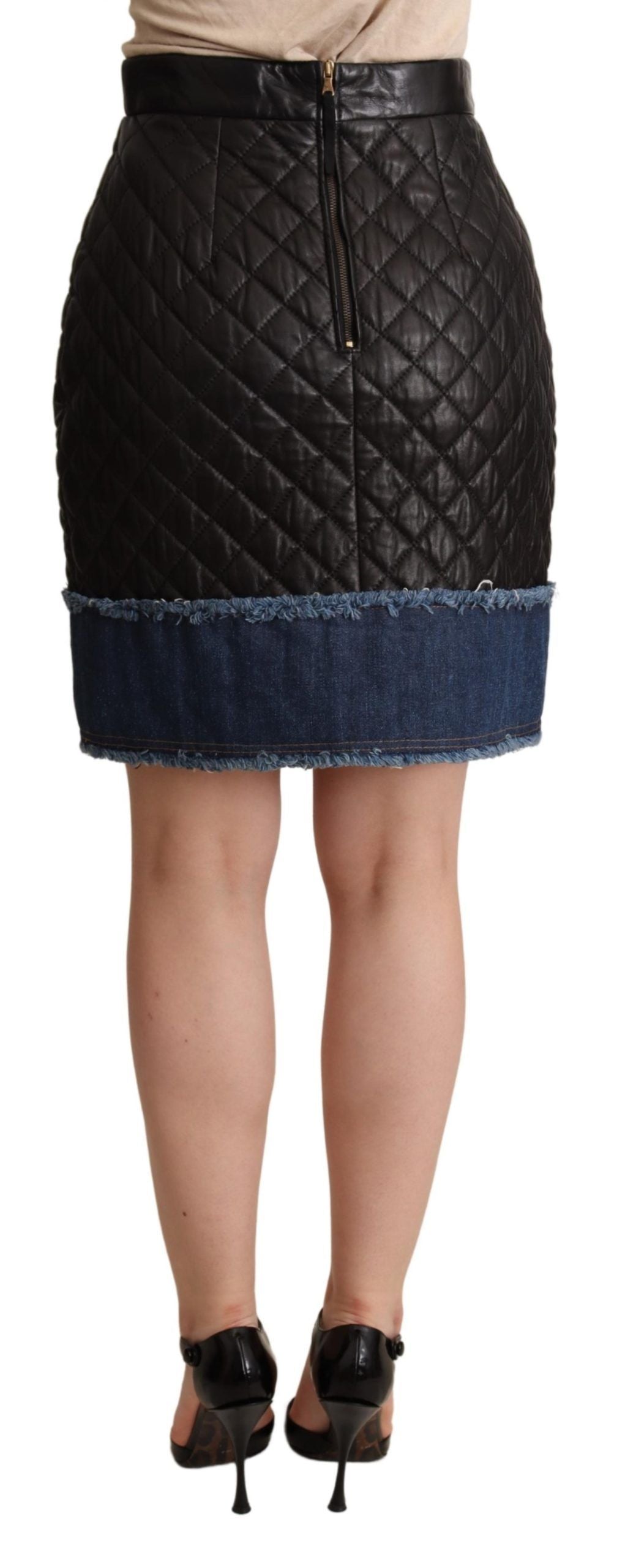 Dolce & Gabbana Schwarze gesteppte Leder-Miniröcke
