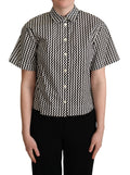 Dolce & Gabbana Schwarz Weiß Zickzack Kragen Baumwolle Top Shirt
