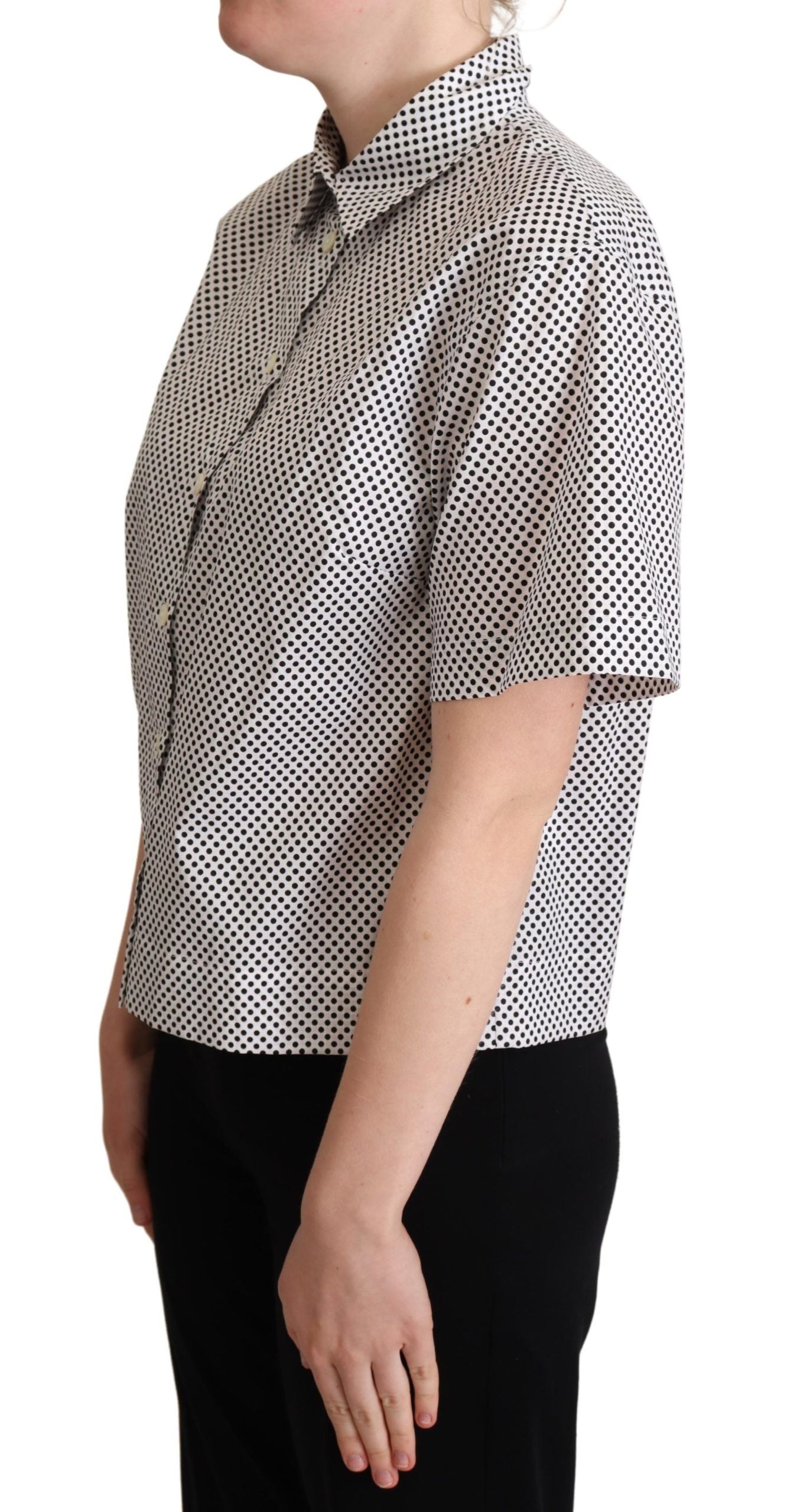 Dolce & Gabbana Black Polka Dot Shirt with White Collar
