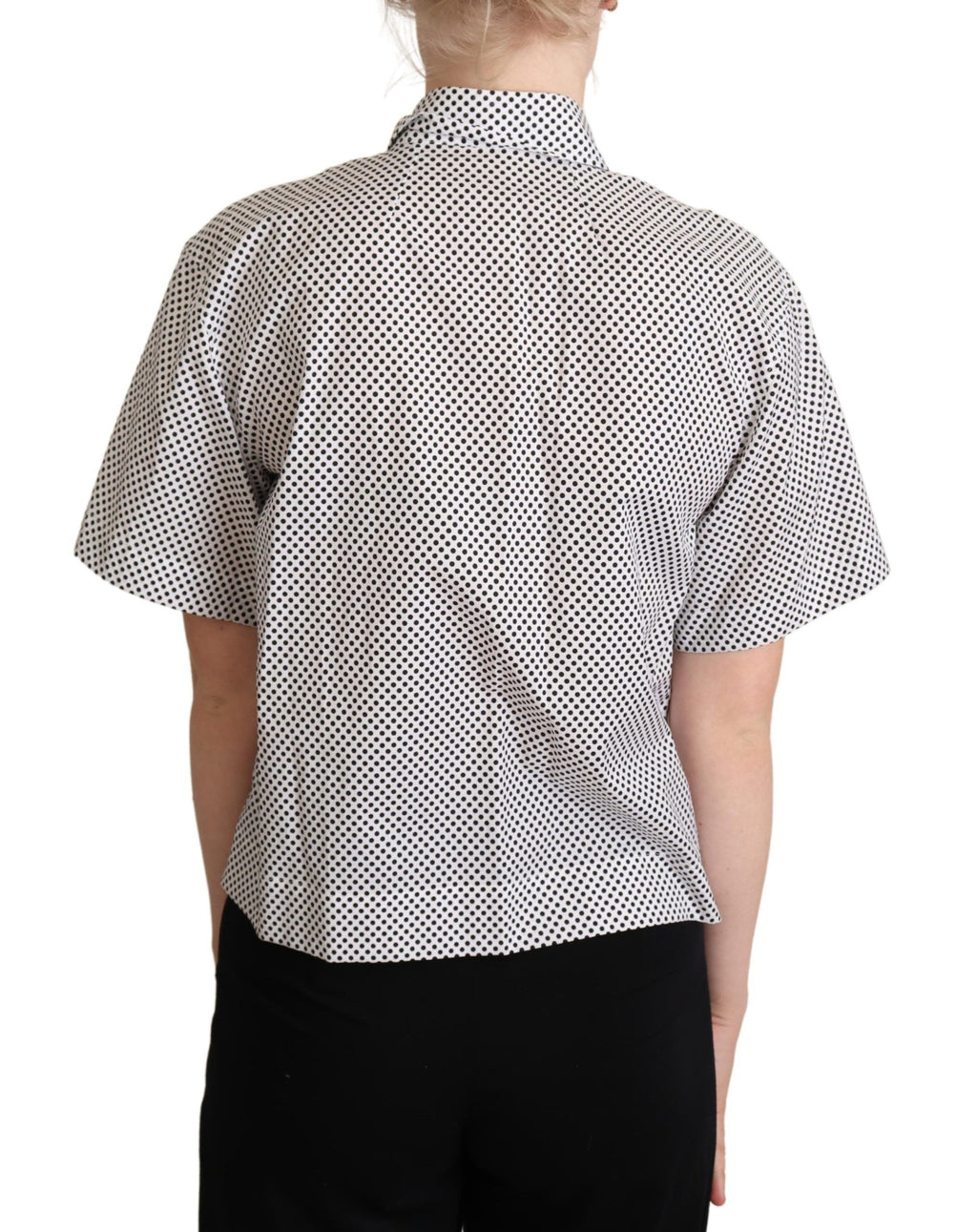 Dolce & Gabbana Black Polka Dot Shirt with White Collar