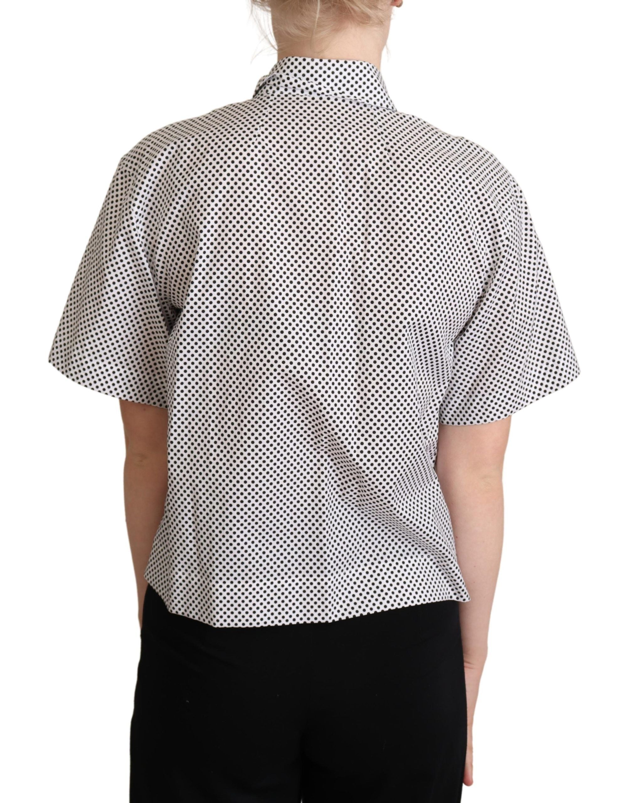 Dolce & Gabbana Black Polka Dot Shirt with White Collar