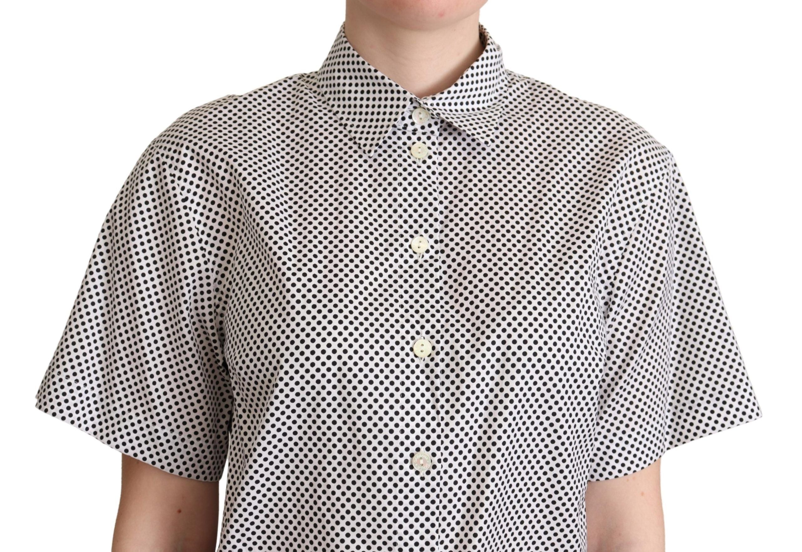 Dolce & Gabbana Black Polka Dot Shirt with White Collar