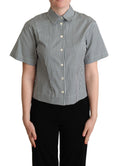 Dolce & Gabbana Weißes grünes Baumwollkarohemd Bluse Oberteil