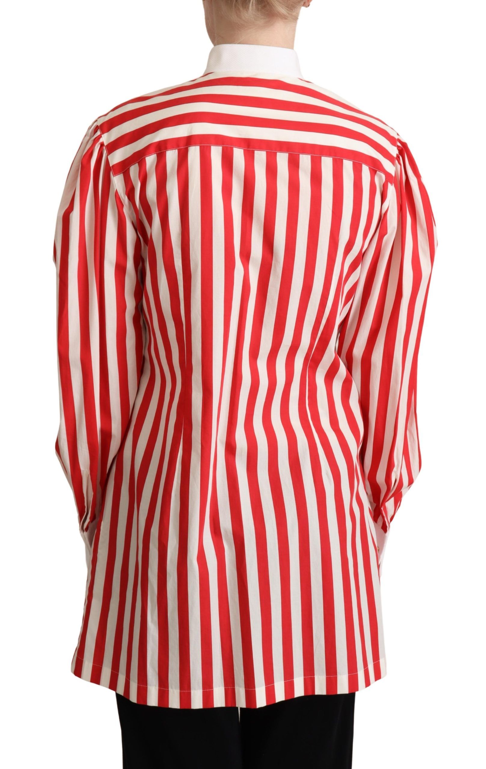 Dolce & Gabbana Rot Weiß Gestreiftes Langarmhemd Formal
