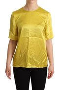Dolce & Gabbana Gelbe Seidenbluse mit kurzen Ärmeln T-shirt
