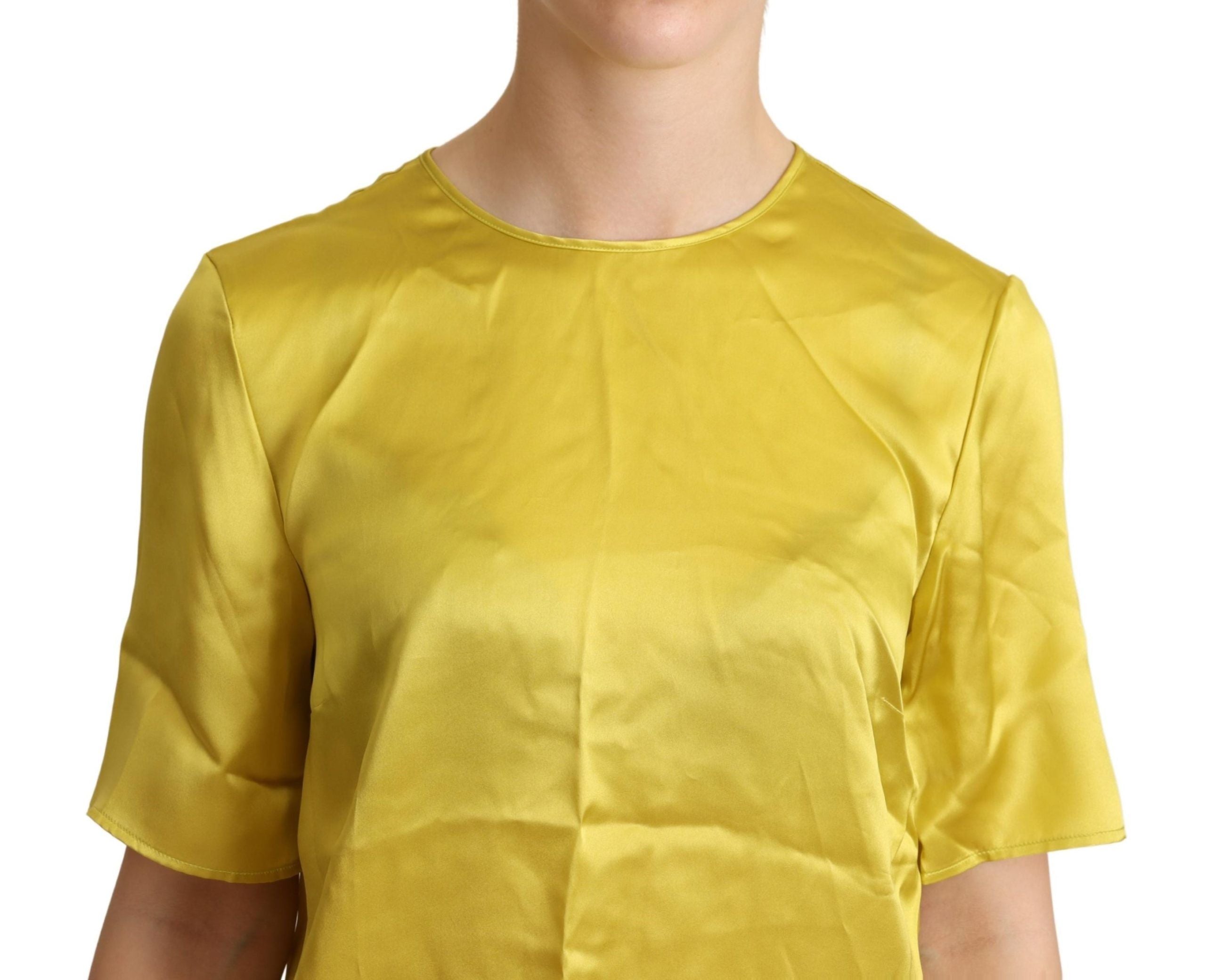 Dolce & Gabbana Gelbe Seidenbluse mit kurzen Ärmeln T-shirt