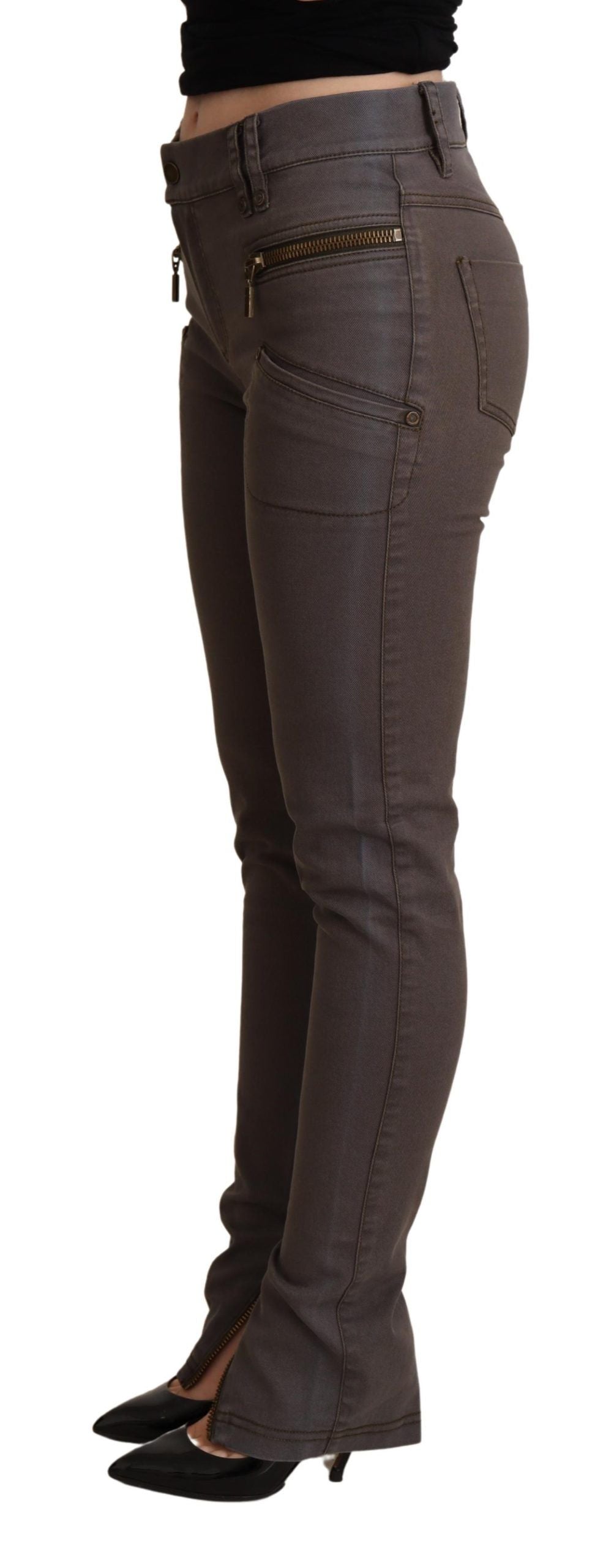 PLEIN SUD Braune Baumwoll-Stretch-Skinny-Denim-Jeans