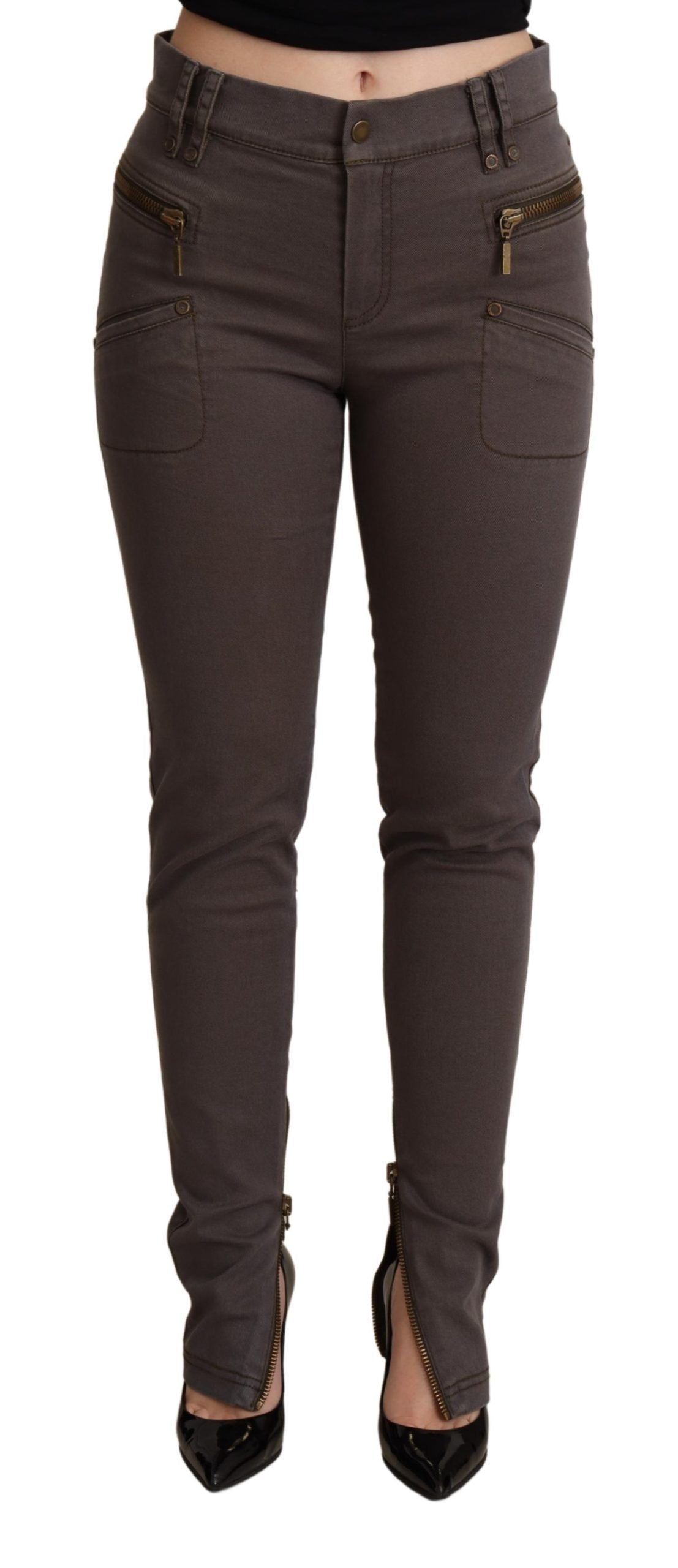 PLEIN SUD Braune Baumwoll-Stretch-Skinny-Denim-Jeans