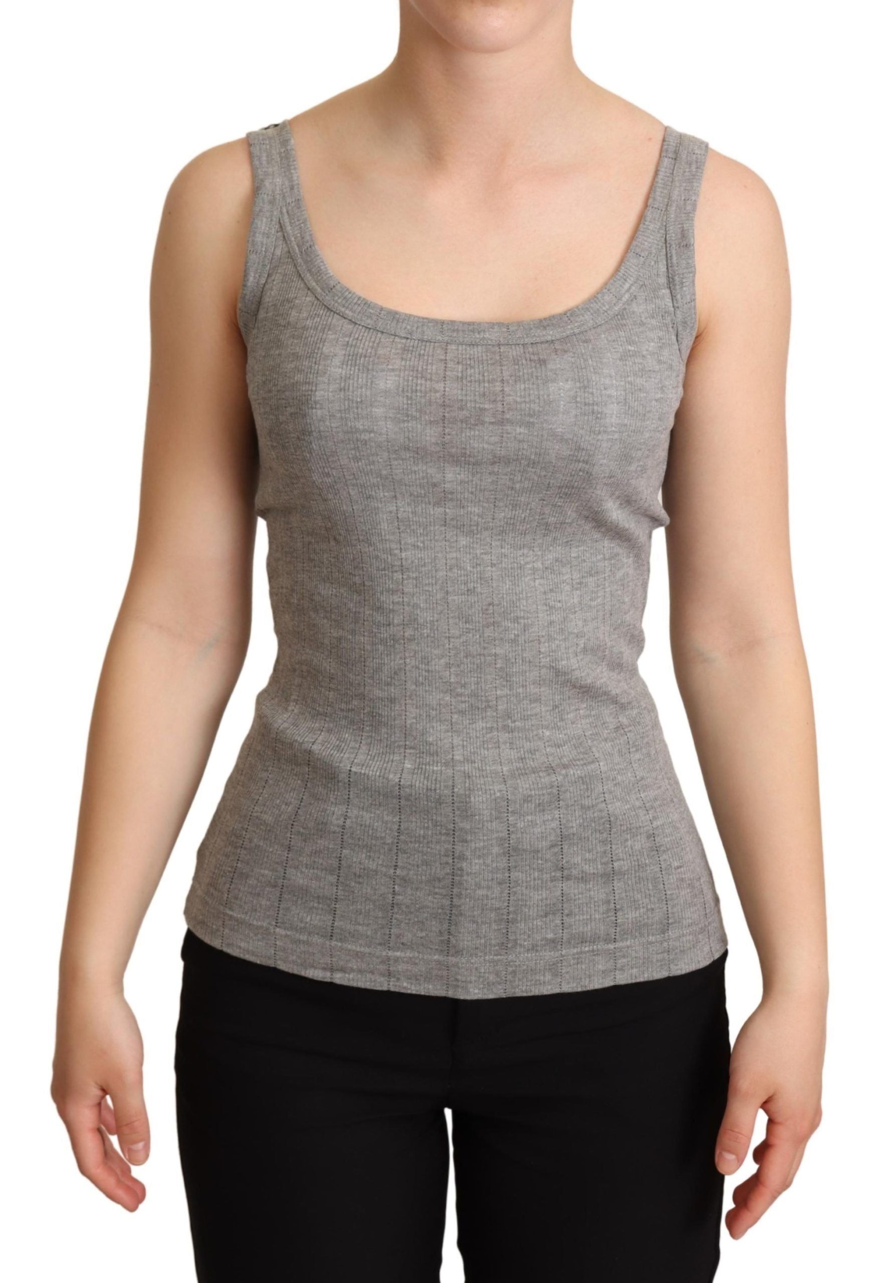 Dolce & Gabbana Graues Baumwolle Modal Canotta Tank Top T-Shirt