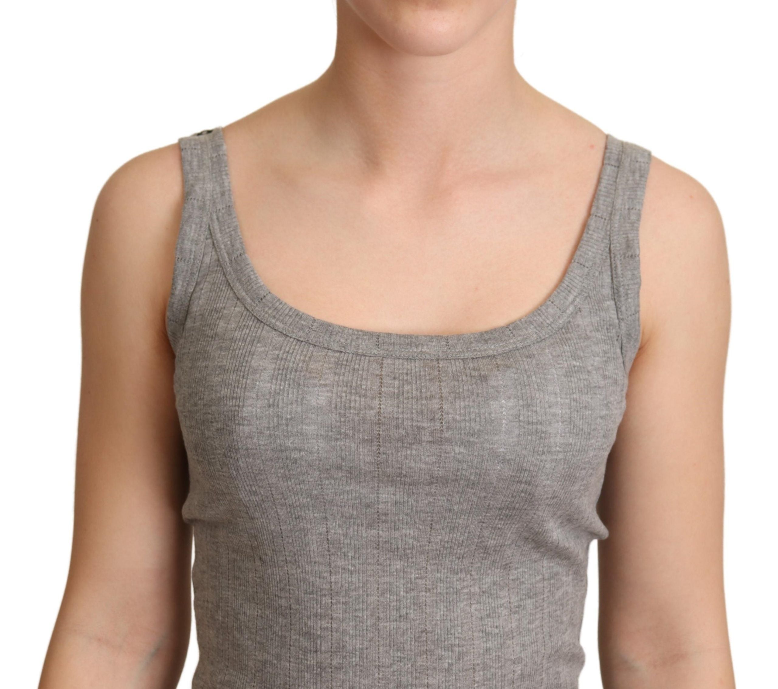 Dolce & Gabbana Graues Baumwolle Modal Canotta Tank Top T-Shirt