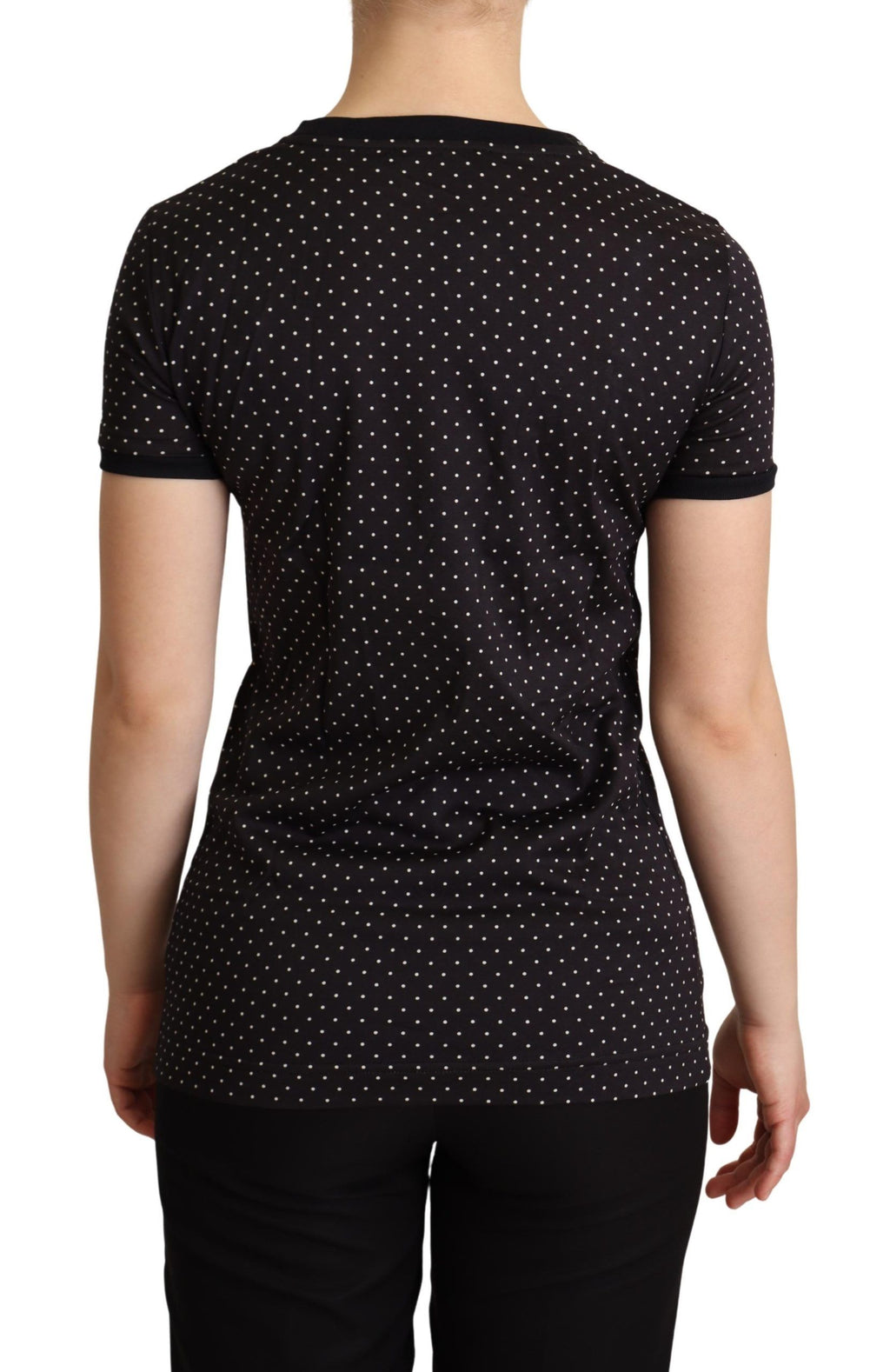 Dolce & Gabbana Black Polka-Dot Cotton Crew-Neck T-Shirt