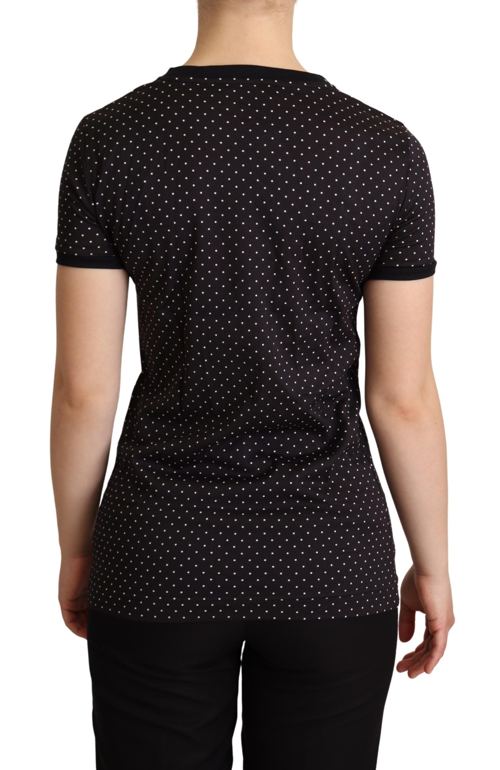 Dolce & Gabbana Black Polka-Dot Cotton Crew-Neck T-Shirt