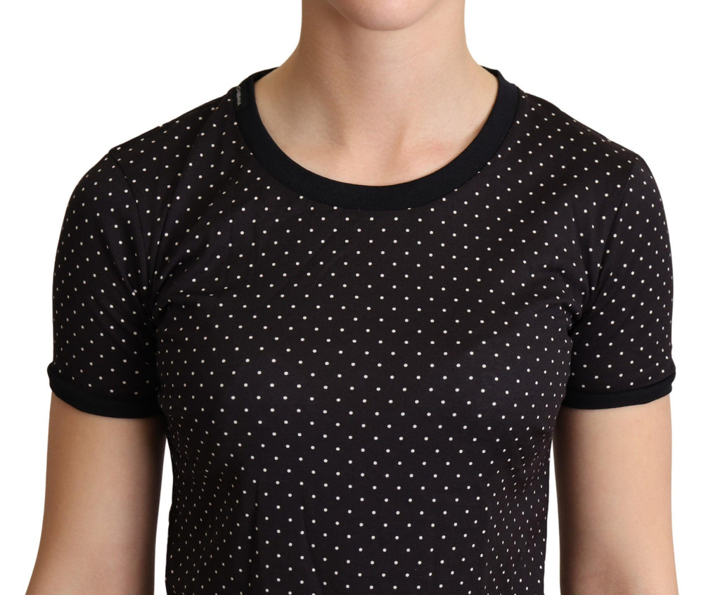 Dolce & Gabbana Black Polka-Dot Cotton Crew-Neck T-Shirt