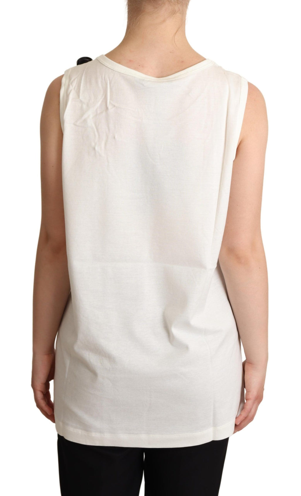 Dolce & Gabbana White Floral Print Embellished T-Shirt for Dog