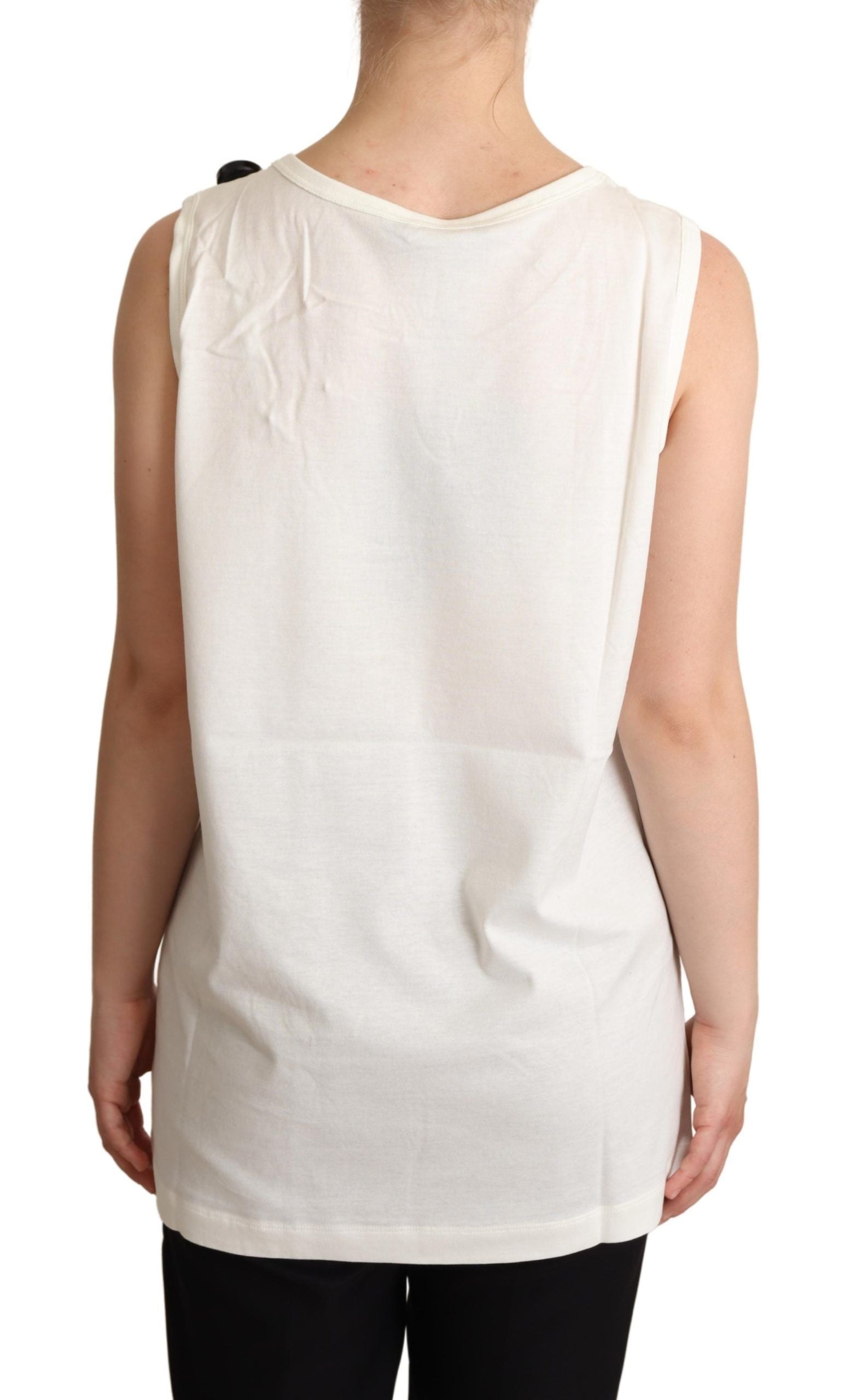 Dolce & Gabbana White Floral Print Embellished T-Shirt for Dog