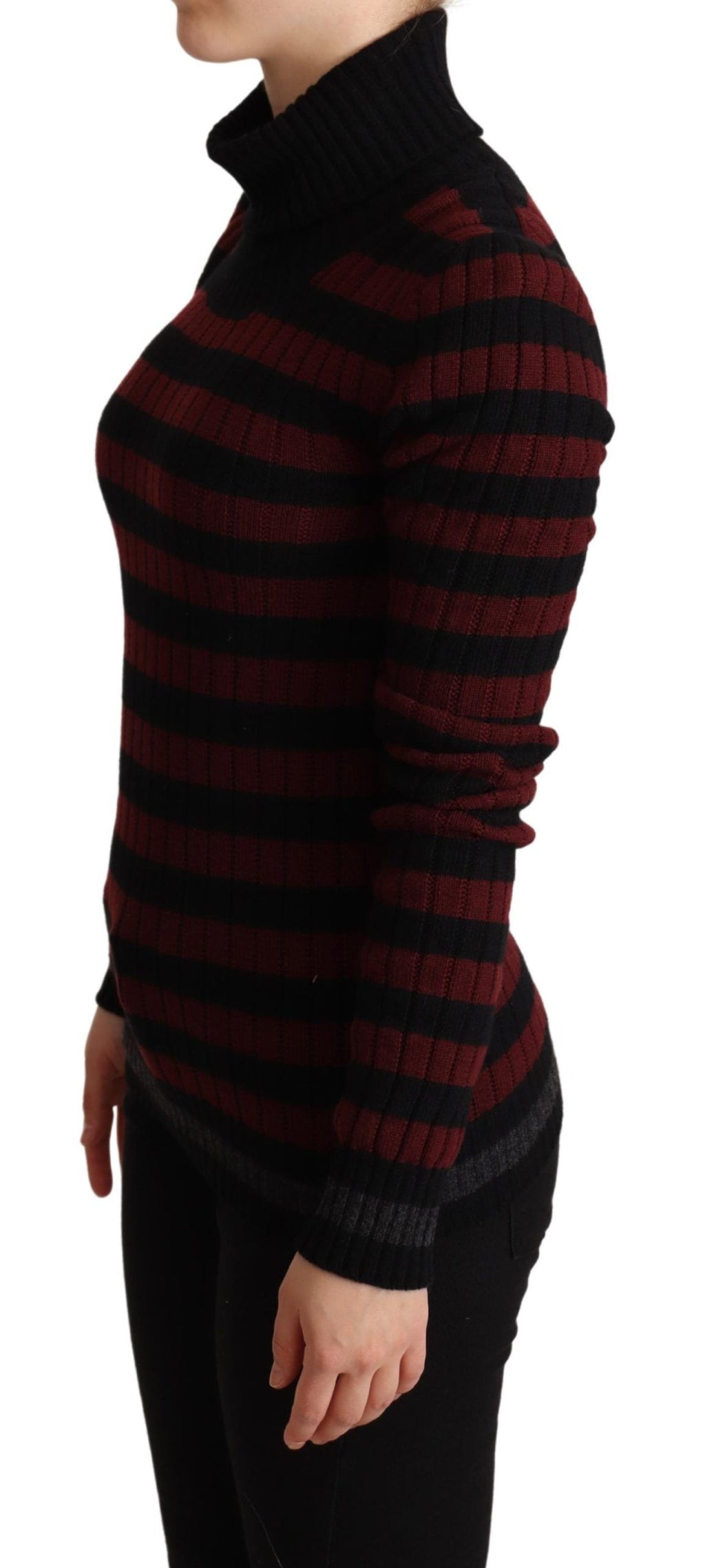 Dolce & Gabbana Schwarz-rot gestreifter Pullover aus Wolle